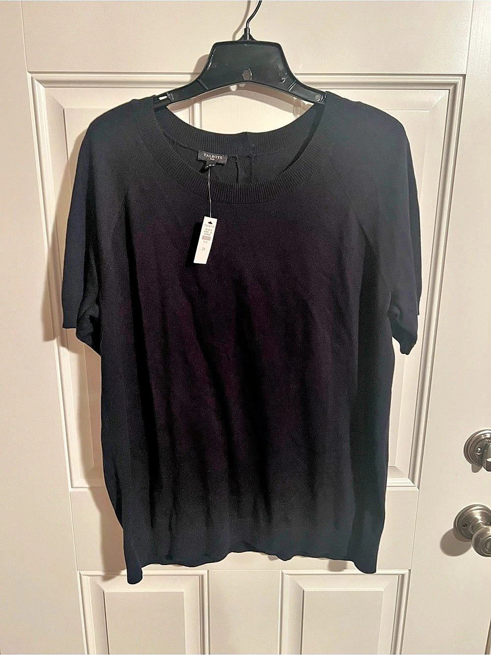 Talbots Short Sleeve Crewneck Pullover Sweater Top in Navy Size 2X